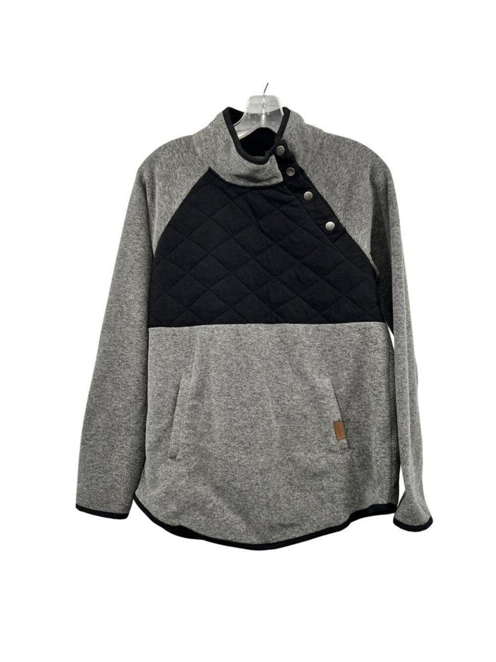 Maurices Womens Fleece Pullover Snaps Gray/Black Size Small